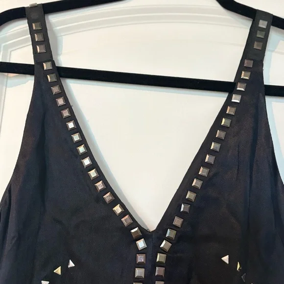Anthropologie Black Sleeveless Embellished Mini Dress - Picture 6 of 13